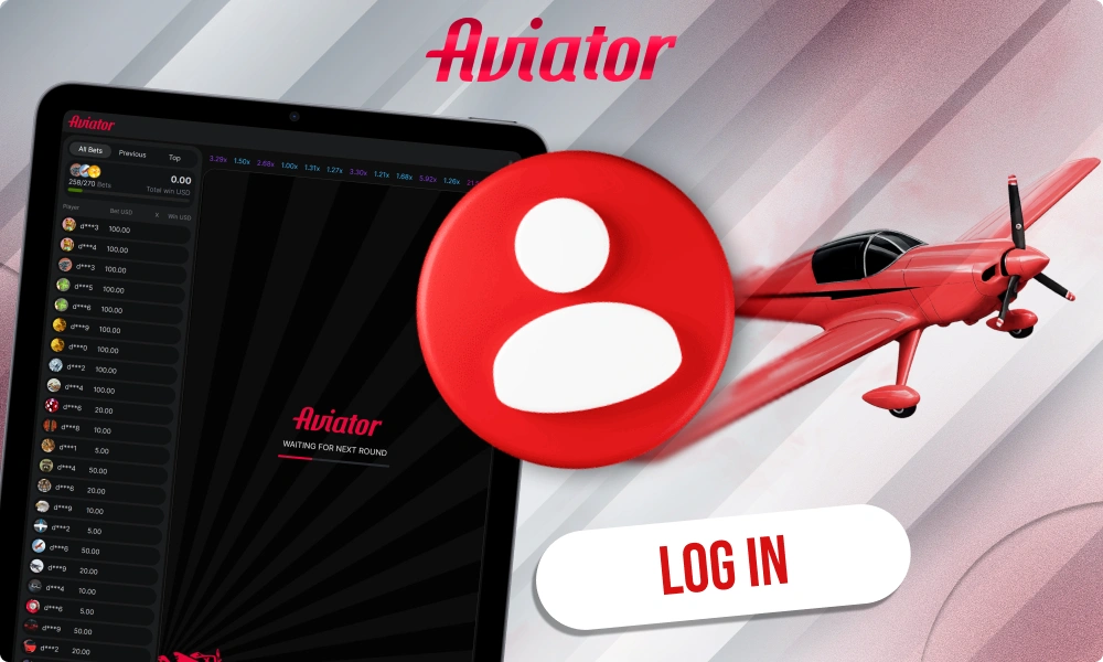 Log in to your personal account for the Aviator game
